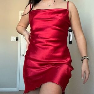 Red Satin Slip Dress